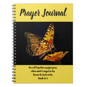 Butterfly on Oranje Flower Prayer Journal Notitieboek