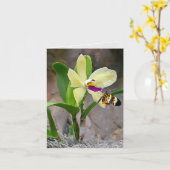 Butterfly on Orchid Blossom Notecard Kaart (Gele Bloem)