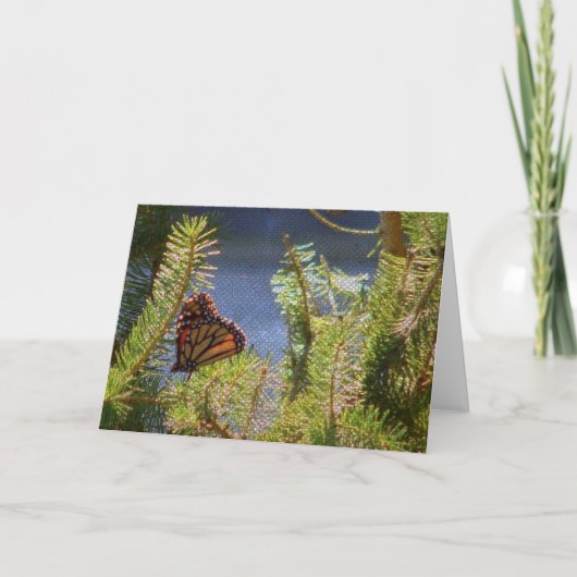 Butterfly on Pine Tree Canvas-achtige textuur Kaart (Voorkant)