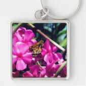Butterfly on Pink Flower | Sleutelhanger (Voorkant)