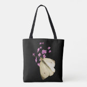 Butterfly on Pink Garden Flowers Floral Canvas tas (Achterkant)
