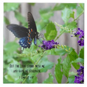 Butterfly on Purple Flowers w/ Scriptversie Verse Tegeltje (Voorkant)