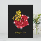 Butterfly on red Rose met sterren en regendruppels (Staand voorkant)