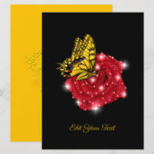 Butterfly on red Rose met sterren en regendruppels (Voorkant / Achterkant)