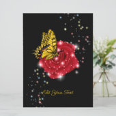 Butterfly on red Rose met sterren en regendruppels (Staand voorkant)