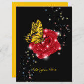 Butterfly on red Rose met sterren en regendruppels (Voorkant / Achterkant)