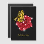 Butterfly on red Rose met sterren en regendruppels (Voorkant / Achterkant)