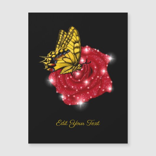 Butterfly on red Rose met sterren en regendruppels (Voorkant)