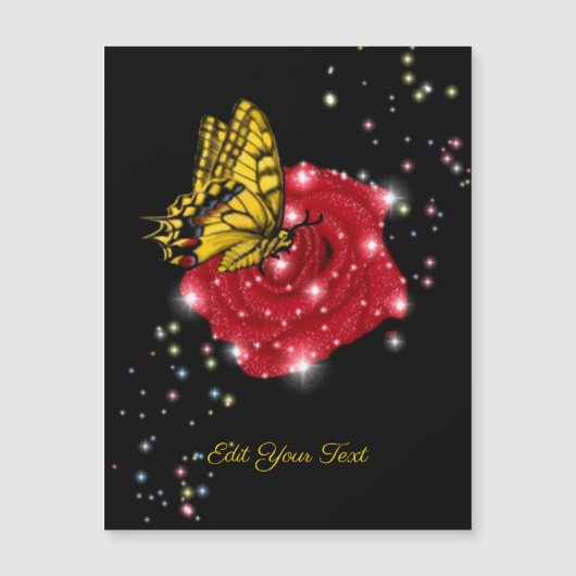 Butterfly on red Rose met sterren en regendruppels (Voorkant)
