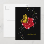Butterfly on red Rose met sterren en regendruppels Briefkaart (Voorkant / Achterkant)