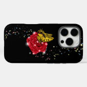 Butterfly on red Rose met sterren en regendruppels Case-Mate iPhone Case (Achterkant (horizontaal))