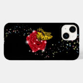 Butterfly on red Rose met sterren en regendruppels Case-Mate iPhone Case (Achterkant (horizontaal))