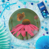 Butterfly on roze Cone-flower Papieren Bordje (Feest)