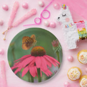 Butterfly on roze Cone-flower Papieren Bordje (Feest)