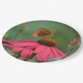 Butterfly on roze Cone-flower Papieren Bordje (Gekanteld)