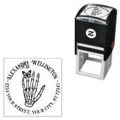 Butterfly on Skeleton Handnaam Retouradres Zelfinktende Stempel (In situ)