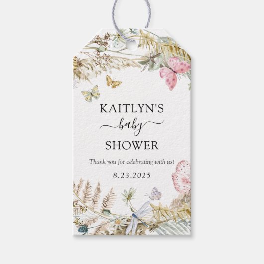 Butterfly on Way Boho Baby shower Cadeaulabel (Voorkant)