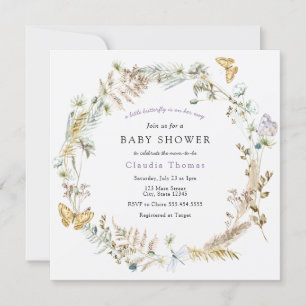 Butterfly on Way Boho Baby shower Invitation Kaart