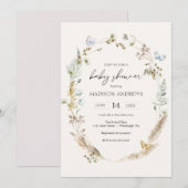 Butterfly on Way Boho Baby shower Invitation Kaart (Voorkant / Achterkant)