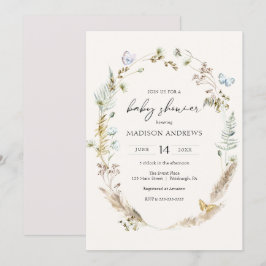 Butterfly on Way Boho Baby shower Invitation Kaart