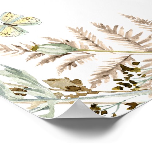 Butterfly on Way Boho Baby shower Welcome Sign Poster (Hoek)