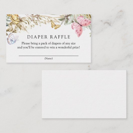 Butterfly on Way Boho Diaper Raffle Enclosure Informatiekaartje (Voorkant / Achterkant)