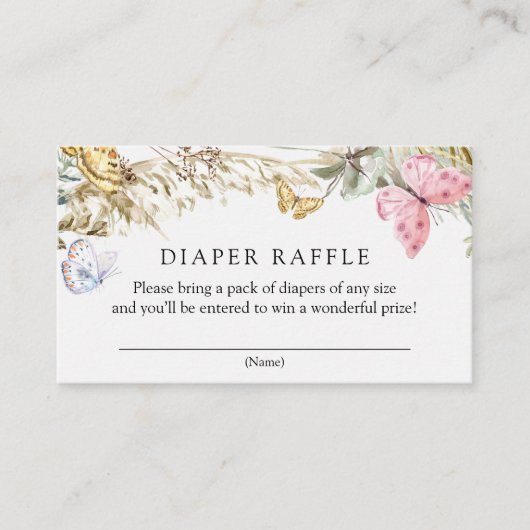 Butterfly on Way Boho Diaper Raffle Enclosure Informatiekaartje (Voorkant)