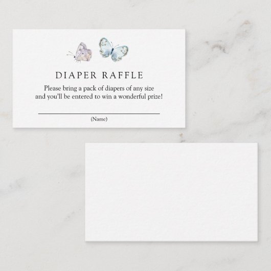 Butterfly on Way Boho Diaper Raffle Informatiekaartje (Voorkant / Achterkant)