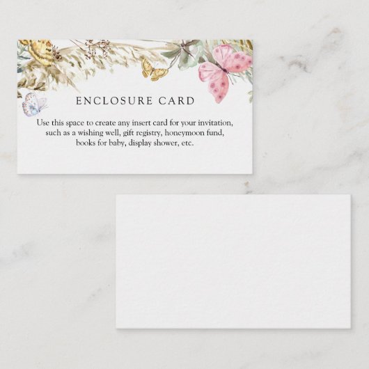 Butterfly on Way Boho Enclosure Card Informatiekaartje (Voorkant / Achterkant)