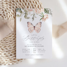 Butterfly on Way Pink Floral Girl Baby shower