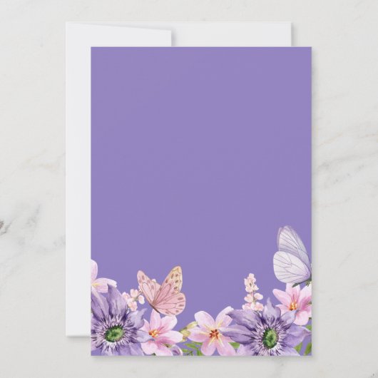 Butterfly on Way Spring Garden Baby shower Kaart (Achterkant)