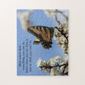 Butterfly on White Blossom w/ Scripts Verse Legpuzzel (Verticaal)