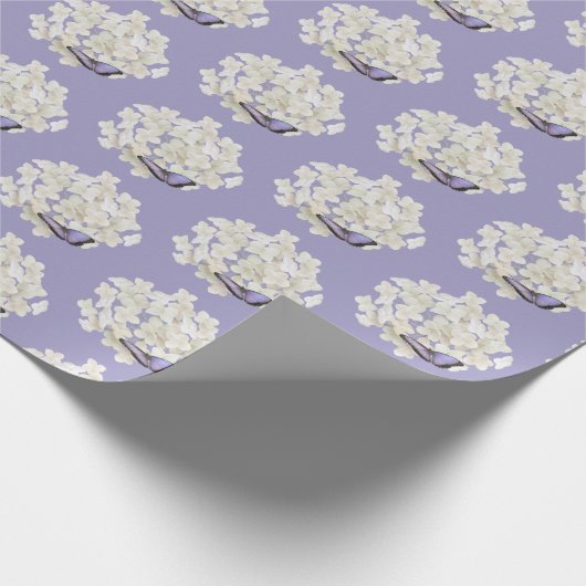 Butterfly on White Hydrangea Cadeaupapier (Hoek)