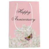 Butterfly on White Hydrangea Jubileum Medium Cadeauzakje (Voorkant)