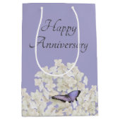 Butterfly on White Hydrangea Jubileum Medium Cadeauzakje (Voorkant)