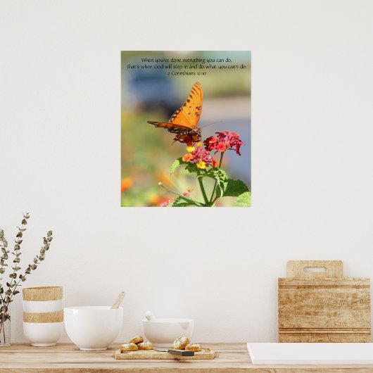 Butterfly on Wildfllowers, Scriptversie Verse Poster (Keuken)