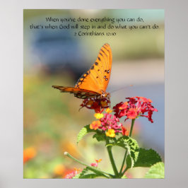 Butterfly on Wildfllowers, Scriptversie Verse Poster