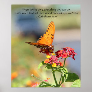 Butterfly on Wildfllowers, Scriptversie Verse Poster