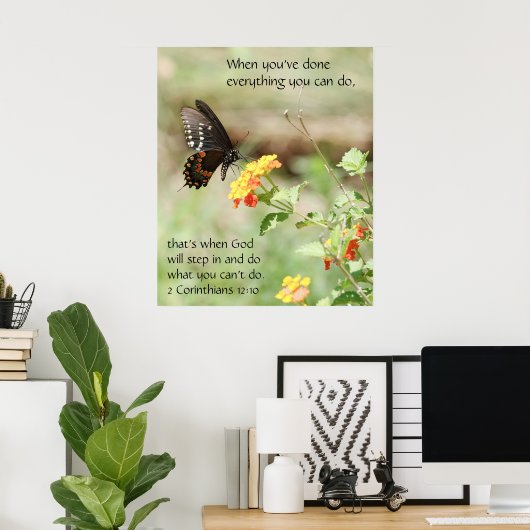 Butterfly on Wildfllowers, Scriptversie Verse Poster (Thuiskantoor)