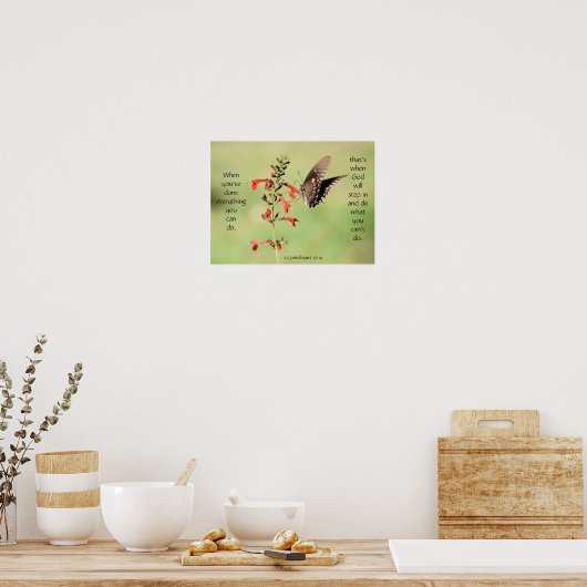 Butterfly on Wildfllowers, Scriptversie Verse Poster (Keuken)