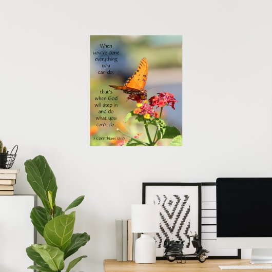 Butterfly on Wildfllowers, Scriptversie Verse Poster (Thuiskantoor)