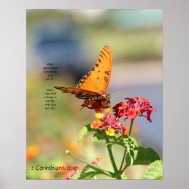 Butterfly on Wildfllowers, Scriptversie Verse Poster