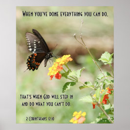 Butterfly on Wildfllowers, w Corinthians Verse Poster