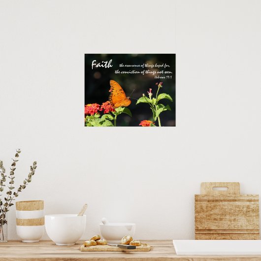 Butterfly on Wildflower, Scriptversie op geloof Poster (Keuken)