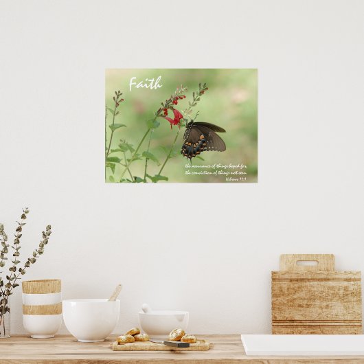 Butterfly on Wildflower, Scriptversie op geloof Poster (Keuken)