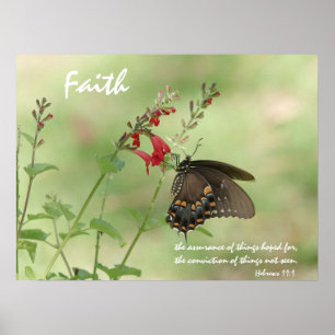 Butterfly on Wildflower, Scriptversie op geloof Poster