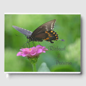 Butterfly on Zinnia Gastenboek (Voorkant)