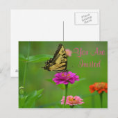  Butterfly on Zinnia Invitation Briefkaart (Voorkant / Achterkant)