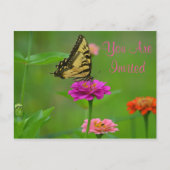 Butterfly on Zinnia Invitation Briefkaart (Voorkant)