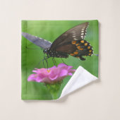 Butterfly on Zinnia Pattern Bad Handdoek (Wasdoekje)